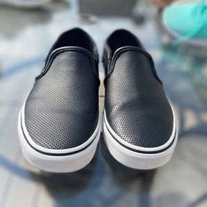 Vans Black Leather Perf Skate Shoe